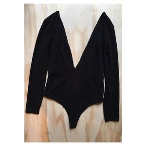 American Apparel Long Sleeve Black Bodysuit